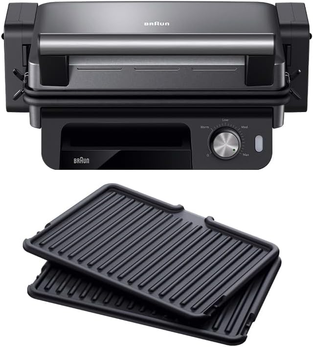Braun MultiGrill 5 CG 5033, Plaque Electrique à Controle Electronique avec Plateau Collecteur de Graisse Amovible, 3 Positions de Cuisson