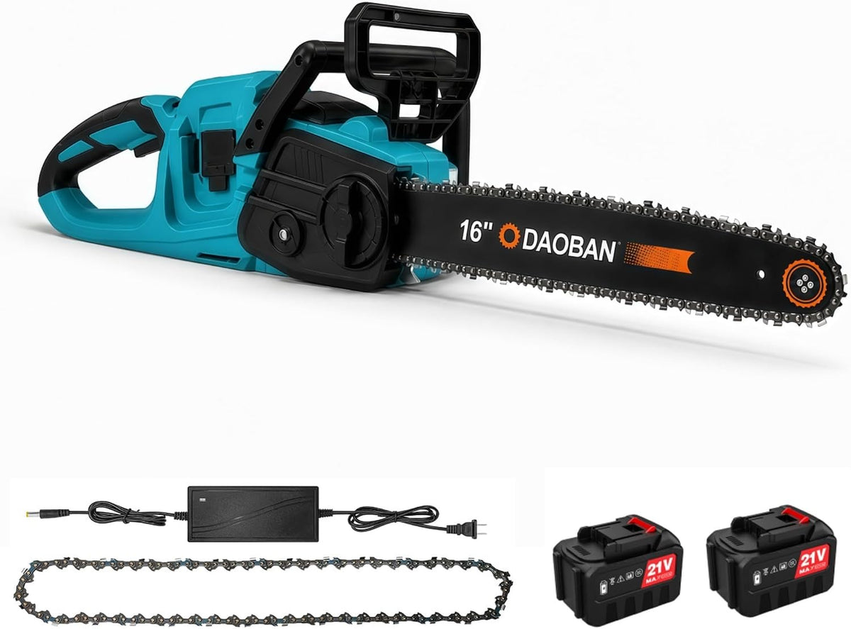 Tronconneuse Electrique San Fil 1500W, Tronconneuse a Batterie, Guide de 40 cm, Batteries de 6000 mAh, Lubrification Automatique