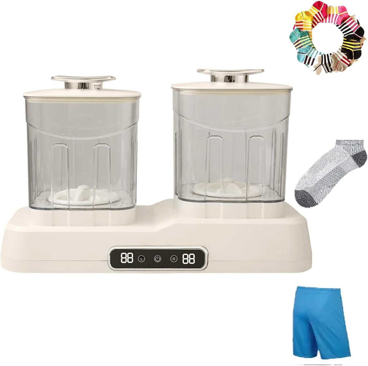 Lave-linge portable à double chambre 2 litres - Double moteur avec chambres séparées pour un lavage délicat et séparé