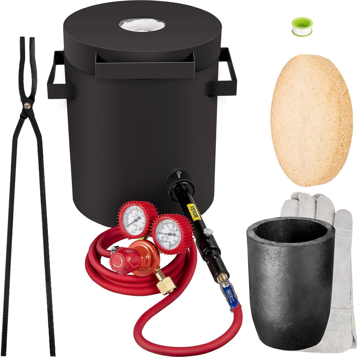 VEVOR Forge à Gaz Propane Four de Fusion 76,8 kW·h avec Creuset Graphite Capacité de 4 kg