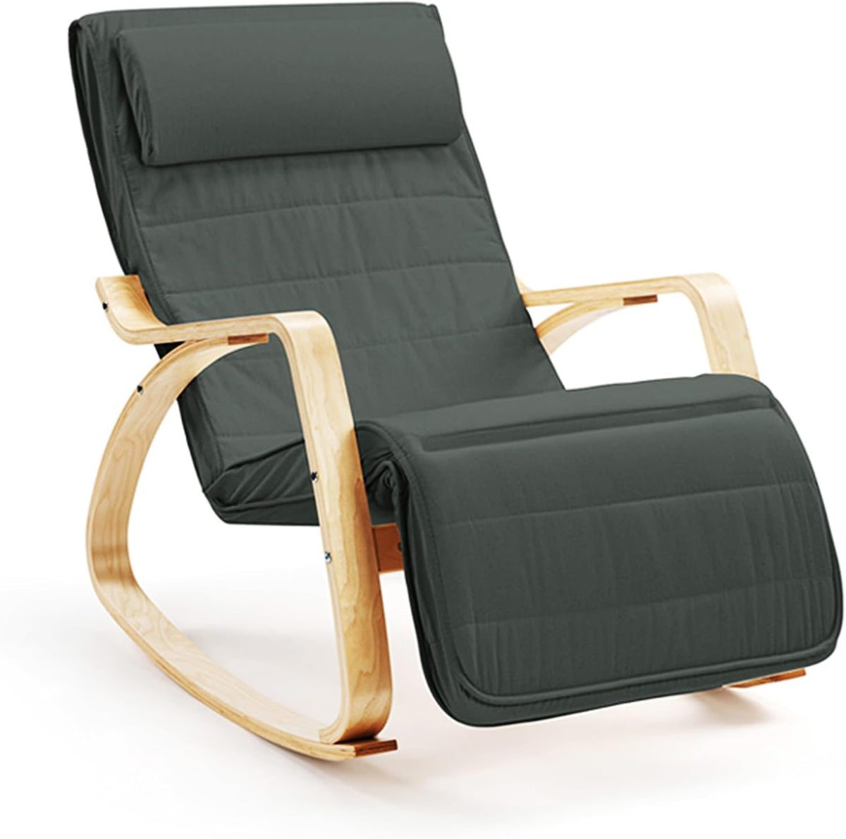Hom&Com - Fauteuil à Bascule avec Dossier et Repose-Pieds réglables, Rocking Chair Confortable pour Allaitement, Lecture et Relaxation