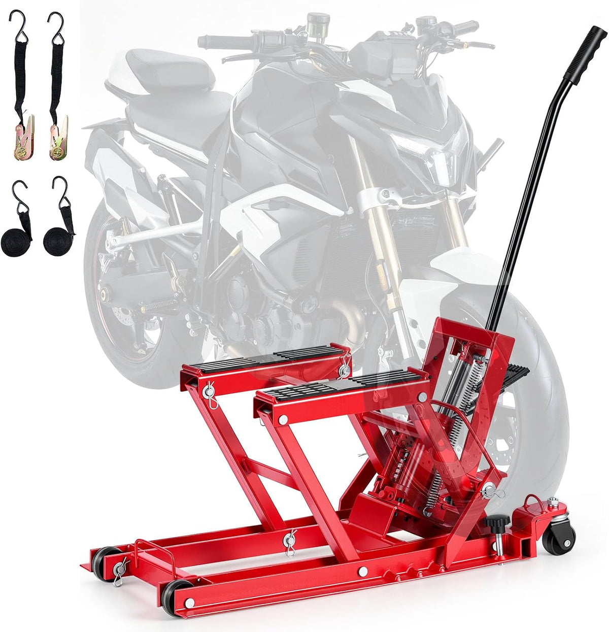 VEVOR Cric de Moto Hydraulique, Pont Élevateur Compact Charge 680 kg Plage de Levage Réglable 11,5-38,5 cm, pour Entretien Quad ATV Atelier