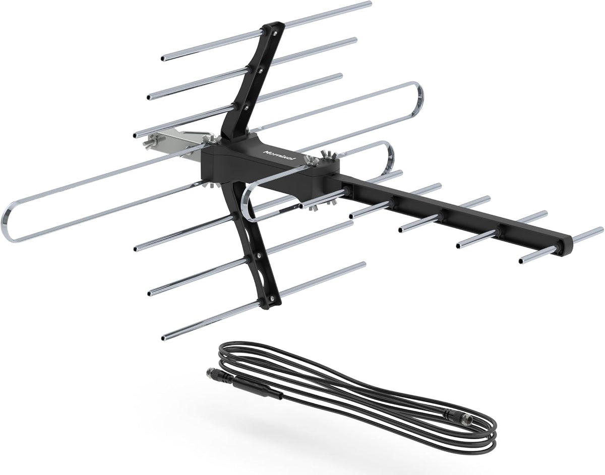 Antenne d'extérieur de 128 km - Installation facile sans outils - Résistante aux intempéries - Antenne montable pour 4K, 1080p, chaînes locales HD