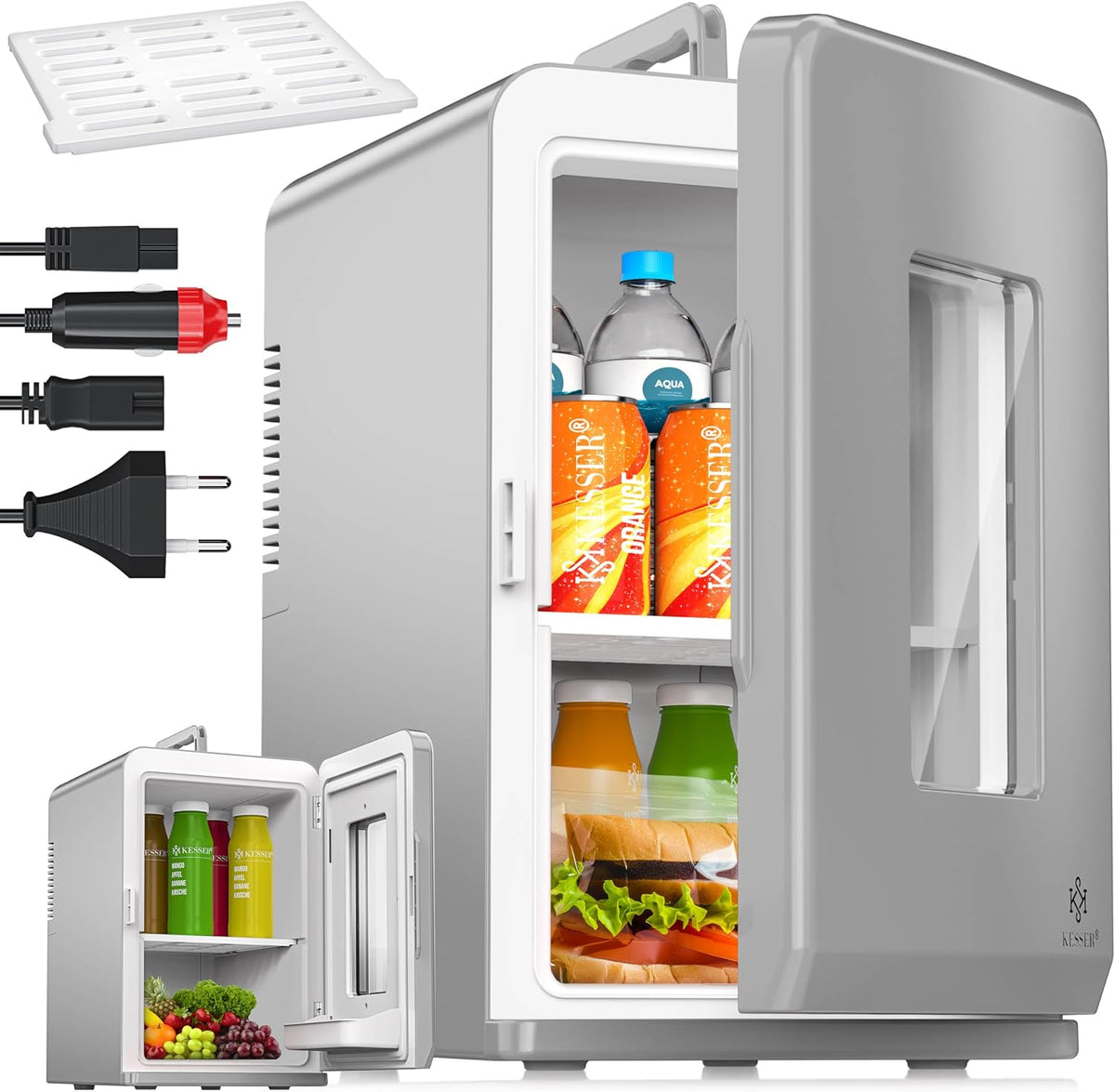 KESSER Mini réfrigérateur 2 en 1, Glacière, Capacité de 15 litres avec Fonction de Chauffage, transportable, AC DC 220-240 V/12 V