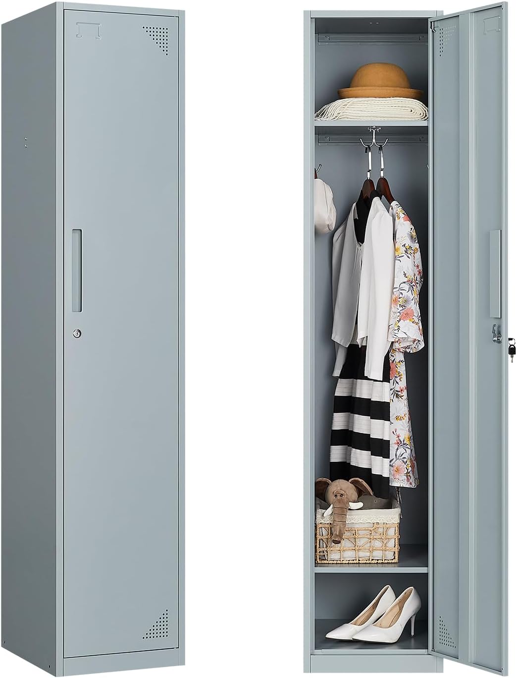 Casier métallique Vestiaire pour employés avec clé, Armoire à casiers pour Objets de Valeur avec 1 Portes pour Gymnase, école, Bureau