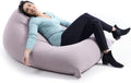 LIVEDECO - Pouf Géant XL Forme Berlingot Intérieur, Déhoussable, Salon, Chambre, Tissu Stretch élastique, Taupe BiG52