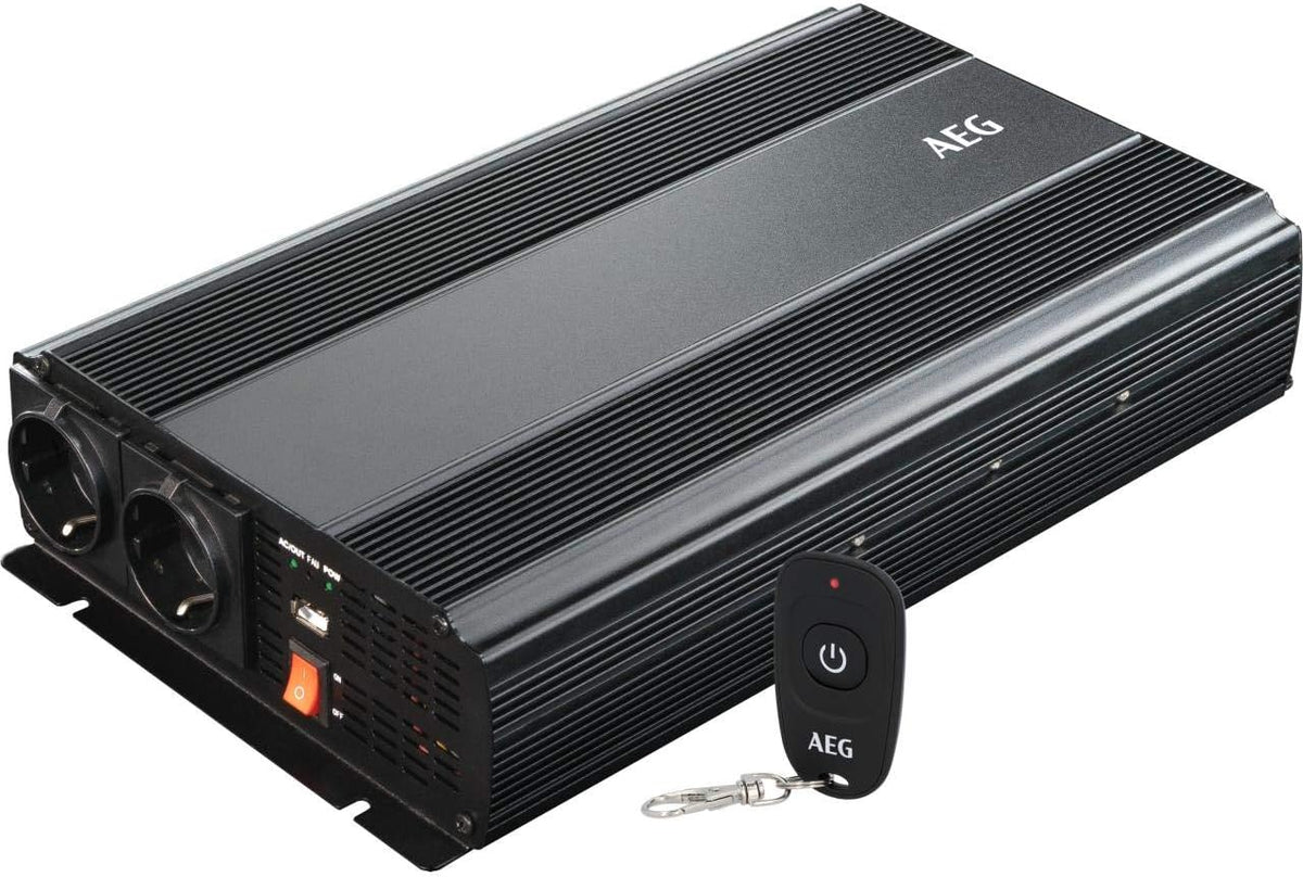 AEG Convertisseur de Tension sinusoïdal modifié 1500 W, 12 V DC à 230 V AC, avec télécommande sans Fil, onduleur, convertisseur de Courant