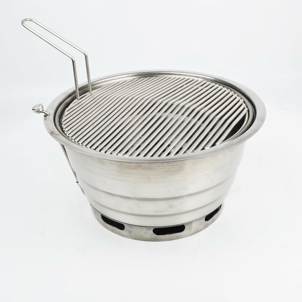 predolo e Charbon Table, Grill Coréen Encastrable en Acier Inoxydable, Portable pour 3-5 Personnes