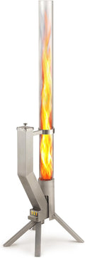 GARDENFLARE Brasero Exterieur à Pellets - Cheminée de Jardin INOX, Argent, Torche à granulés décorative pour terrasse et jardin, acier inox argent