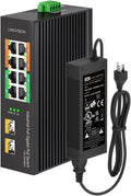 Linovision Switch PoE Industriel 8 Ports Gigabit Non Administrables Avec 2 Uplinks Sfp, 4 Ports PoE BT 90W, PoE Watchdog, Alimentation Redondante