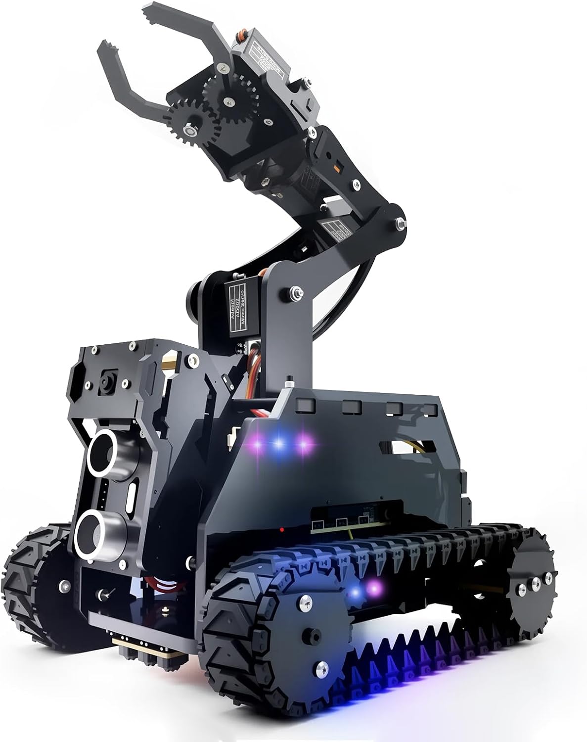 Adeept RaspTank Kit de Voiture Robot Intelligent sans Fil WiFi pour Raspberry Pi 4/3 modèle B+/B, Robot Suivi de réservoir avec Bras robotique 4-DOF