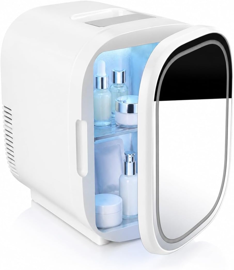 Baannaww Mini Frigo Beauté 6 L, Porte Miroir, Modes Chaud et Froid