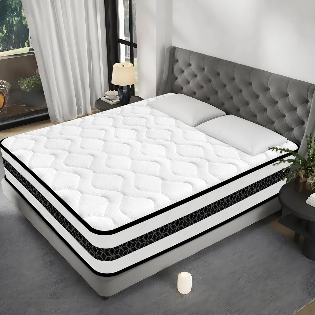 Matelas 140x190 cm, Luxe matelas Hybride en Mousse à mémoire de Forme à Ressorts ensachés, Matelas 2 Personnes, 10 Zones Soutien Parfait