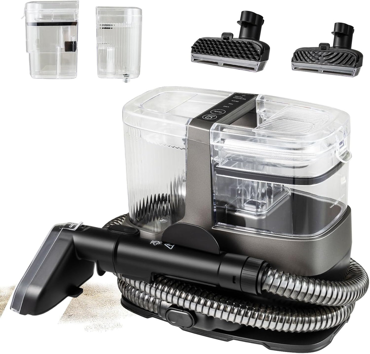 RELAX4LIFE 650W Shampouineuse Canapé Portable, Aspiration Puissant 17kPa avec Brosse Double Face et 2 Réservoirs d'Eau Propre/Sale