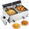 VEVOR Friteuse Électrique Professionnelle, Friteuse à Huile 5000 W Double Cuve de 7 L, pour Frites Restaurant