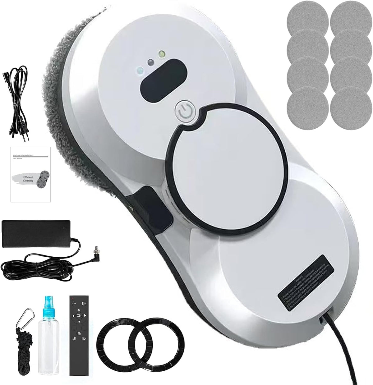 Robot de Nettoyage de vitres avec Fonction pulvérisation, Nettoyeur de vitres électrique 5600 Pa, 3 Modes de Nettoyage, Navigation Intelligente