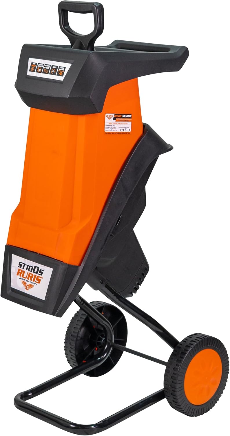 RURIS Power for Nature Broyeur Vegetaux Électrique de Jardin ST100s, 2400W, Branches Diamètre 40mm, avec Un Sac de 50L, Orange