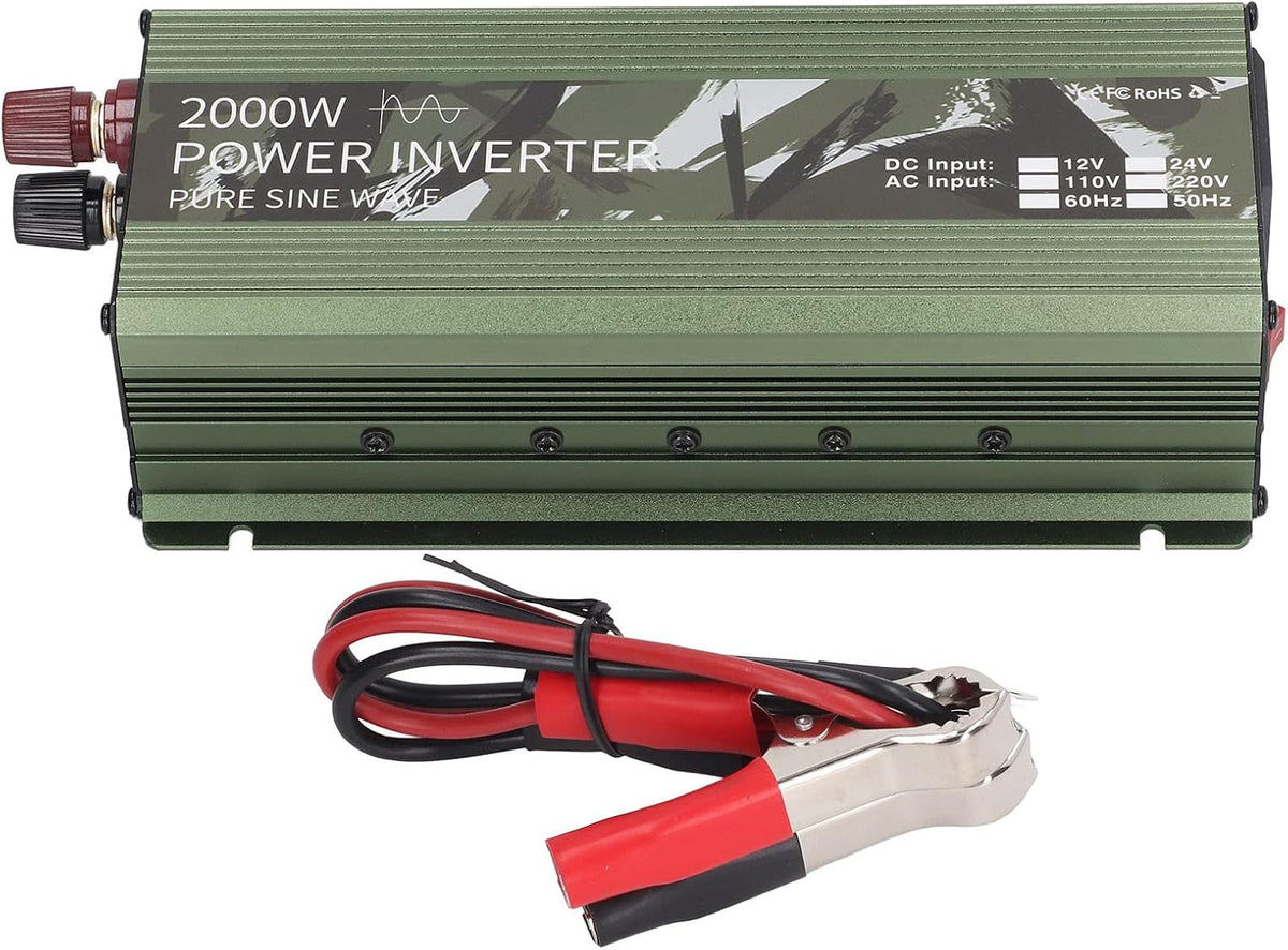 Onduleur sinusoïdal Pur 2000 W, Ventilateur de Refroidissement intégré, Court-Circuit, économe en énergie