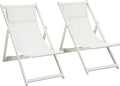 Outsunny Lot de 2 chaises de chaise longue d'extérieur pliables et inclinables, en aluminium, 96,5 x 58 x 91,5 cm, beige