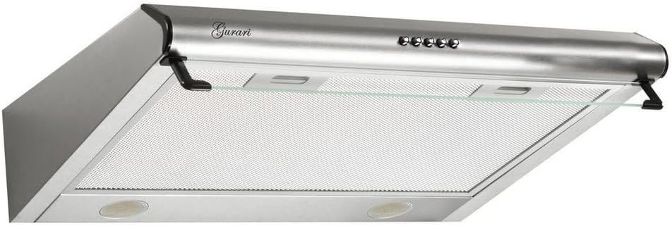 GURARI Hotte encastrable GCH F 590 60 IS - En acier inoxydable - Avec verre et LED - 60 cm - 250 m³/h