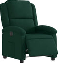 vidaXL Fauteuil Inclinable Électrique, Chaise de Relaxation avec Dossier et Repose-Pied Réglables, Siège de Salon, Moderne, Vert Foncé Velours